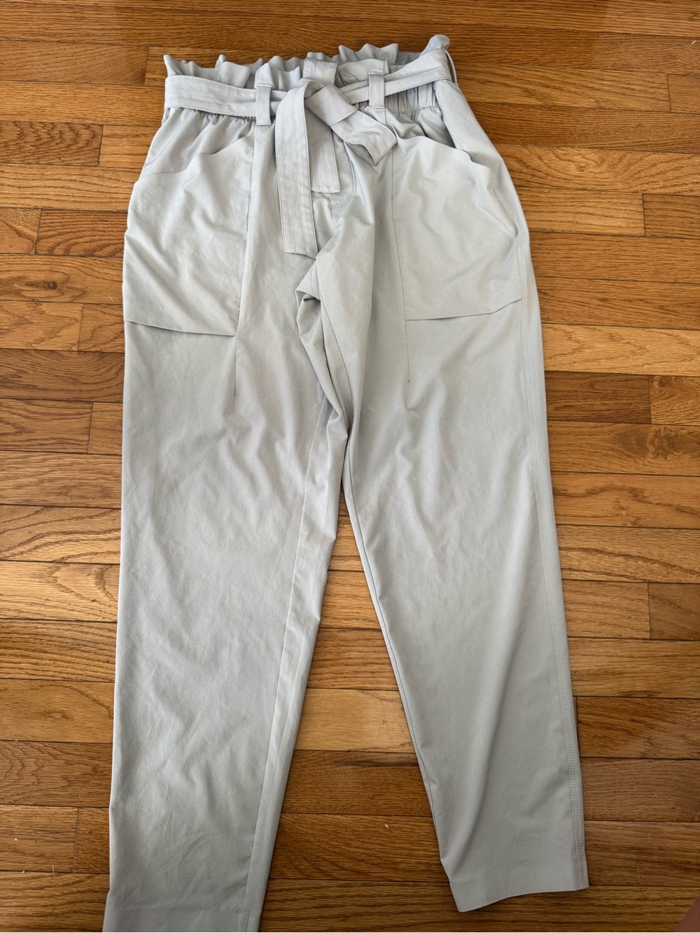 Athleta Pale Gray Paperbag Waist Trousers with Tie